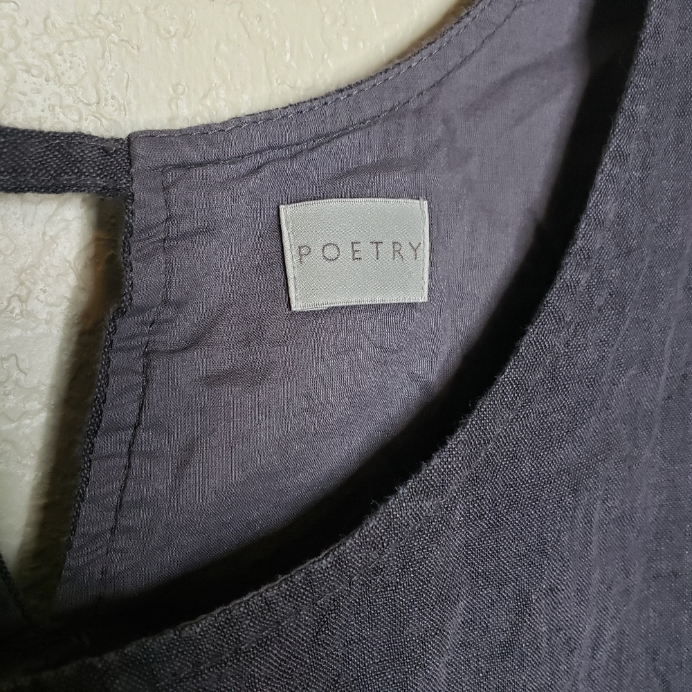 Poetry Linen Dress 14 gray sleeveless - Picture 2 of 6